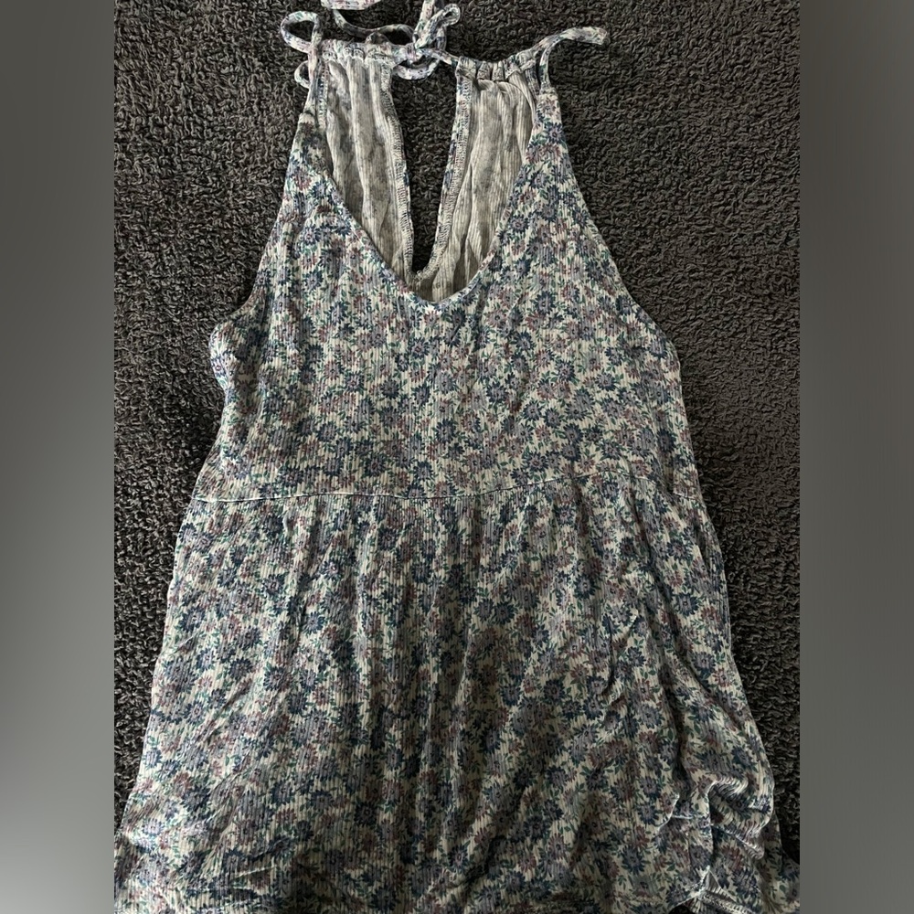 Purple Floral American Eagle Tank Top